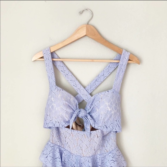 RYSE Ashley Fit & Flare Ruffle Dress Periwinkle - Picture 3 of 7